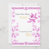 Pink Elegant Guess How Many Kisses sign 招待状 (裏面)