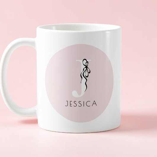 Pink Elegant Initial Girly Feminine Chic Monogram コーヒーマグカップ