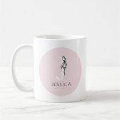 Pink Elegant Initial Girly Feminine Chic Monogram コーヒーマグカップ (左)