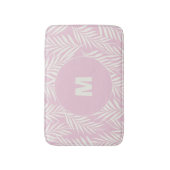 Pink Elegant Palm Leaves Personalized バスマット (正面縦)