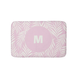 Pink Elegant Palm Leaves Personalized バスマット