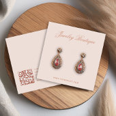 Pink Elegant Script QR Code Earring Display Card
