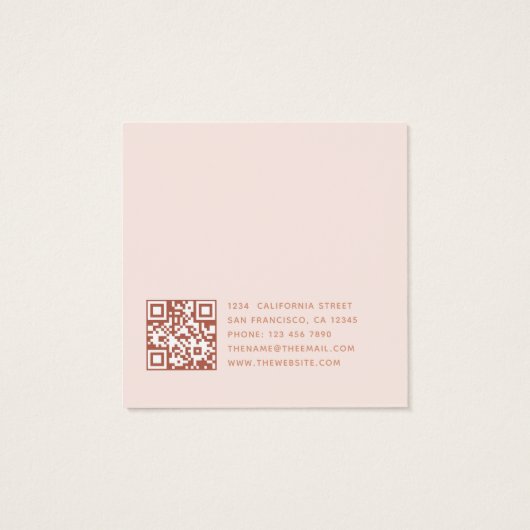 Pink Elegant Script QR Code Earring Display Card (裏面)