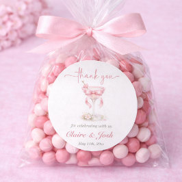 Pink Elegant Tini One On The Way Thank You ラウンドシール