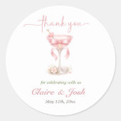 Pink Elegant Tini One On The Way Thank You ラウンドシール (正面)