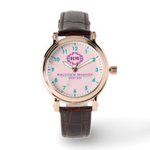 Pink elegant wedding gift watch couple names 
