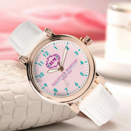 Pink elegant wedding gift watch couple names  腕時計