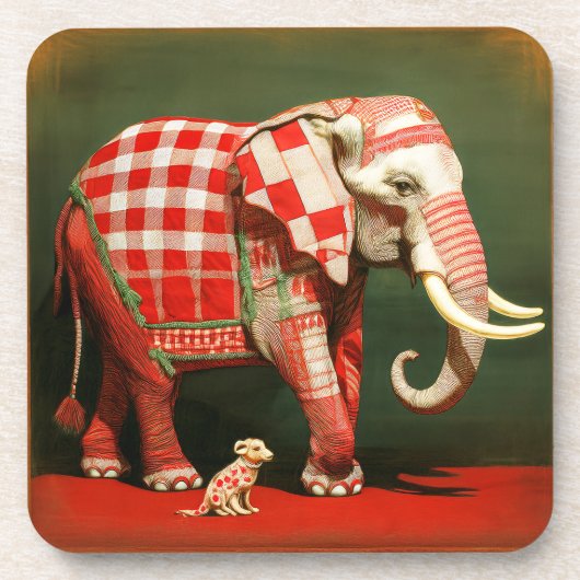 Pink Elephant And Polka Dot Chihuahua              コースター (正面)