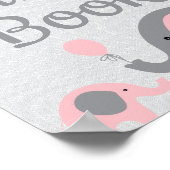 Pink Elephant Baby Shower Sign the Guest Book Sign ポスター (角)