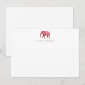 Pink Elephant Simple Personalized Stationery  ノートカード (正面/裏面)