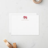 Pink Elephant Simple Personalized Stationery  ノートカード (正面/裏面インサイチュ)