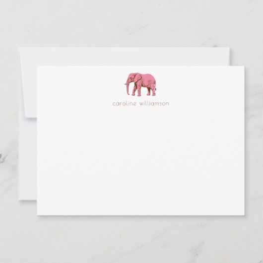Pink Elephant Simple Personalized Stationery  ノートカード (正面)