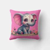 Pink Elephant Throw Pillow クッション (裏面)