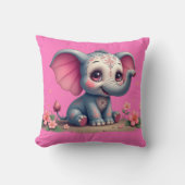 Pink Elephant Throw Pillow クッション (正面)