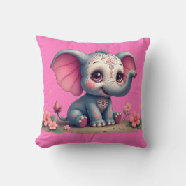 Pink Elephant Throw Pillow クッション