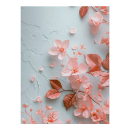 Pink Embossed Flowers | Delicate Textured Floral ポスター
