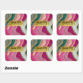 Pink Emerald Gold Glamorous Glitter Marble スクエアシール (シート)