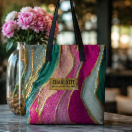 Pink Emerald Gold Glamorous Glitter Marble トートバッグ