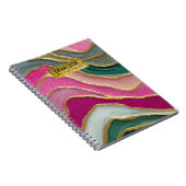 Pink Emerald Gold Glamorous Glitter Marble ノートブック (右側)