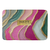 Pink Emerald Gold Glamorous Glitter Marble バスマット (正面)