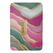 Pink Emerald Gold Glamorous Glitter Marble バスマット (正面縦)