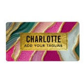Pink Emerald Gold Glamorous Glitter Marble ラベル (正面)
