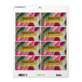 Pink Emerald Gold Glamorous Glitter Marble ラベル (フルシート)