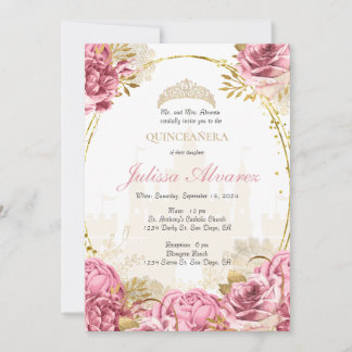 Pink Enchanted Fairytale Quinceanera Invitation 招待状