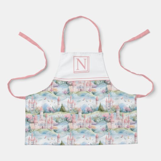 Pink Enchanting Castle Landscape - Customized エプロン (正面)