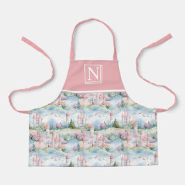 Pink Enchanting Castle Landscape - Customized エプロン