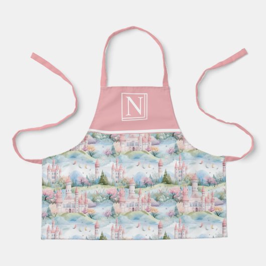 Pink Enchanting Castle Landscape - Customized エプロン (正面)