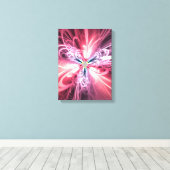 Pink Energy Butterfly Fractal Art キャンバスプリント (インサイチュ (ウッドフロア))