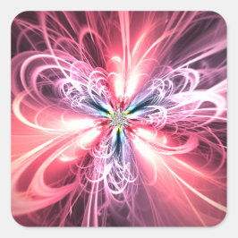 Pink Energy Butterfly Fractal Art スクエアシール