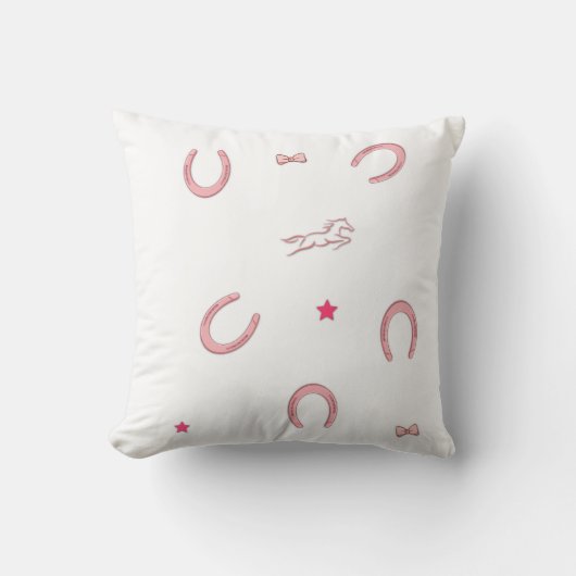 Pink Equestrian Horseshoe Pattern Pillow クッション (正面)