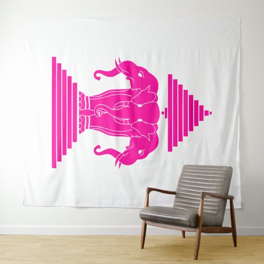 Pink Erawan Three Headed Elephant Lao / Laos Flag タペストリー (インサイチュ(横))