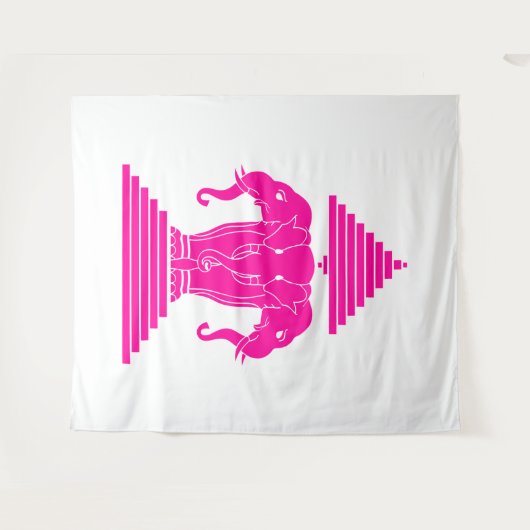 Pink Erawan Three Headed Elephant Lao / Laos Flag タペストリー (正面(横))