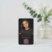 Pink Esthetician QR Code Luxury Black Beauty 名刺 (スタンド正面)