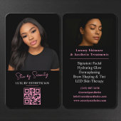 Pink Esthetician QR Code Luxury Black Beauty 名刺