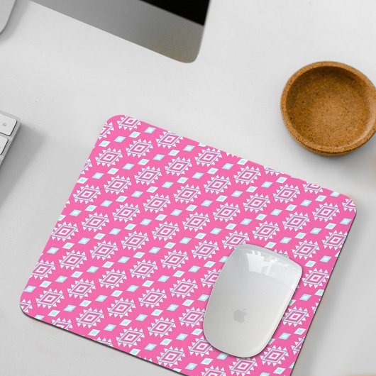 Pink Ethnic Pattern Mouse Pad マウスパッド
