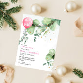 Pink eucalyptus Balloon It's a Girl Baby Shower  招待状