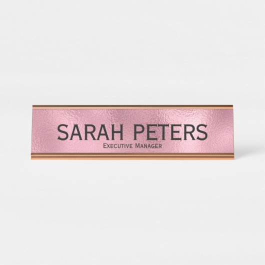 Pink Executive Managerデスクエレガントネームプレート デスクネームプレート (正面)
