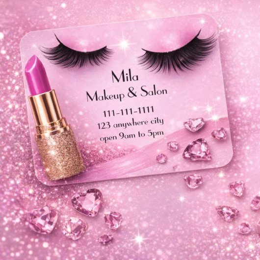 pink eyelashes makeup business card 名刺