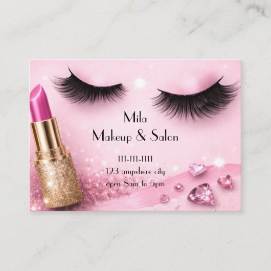 pink eyelashes makeup business card 名刺 (正面)