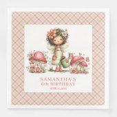Pink Fairy 2nd Birthday Blush Floral Paper Napkins (正面)
