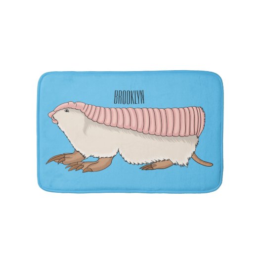 Pink fairy armadillo cartoon illustration バスマット (正面)