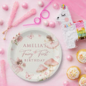 Pink Fairy First Birthday Party Paper Plates ペーパープレート (パーティー)