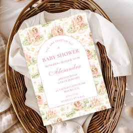 Pink Fairy Garden Baby Shower 招待状