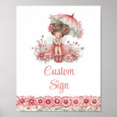 Pink Fairy Girl Whimsical Floral Birthday Custom  ポスター (正面)