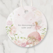 Pink Fairy Mushroom Floral 1st Birthday Thanks フェイバータグ (裏面)