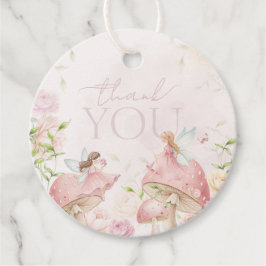 Pink Fairy Mushroom Floral 1st Birthday Thanks フェイバータグ